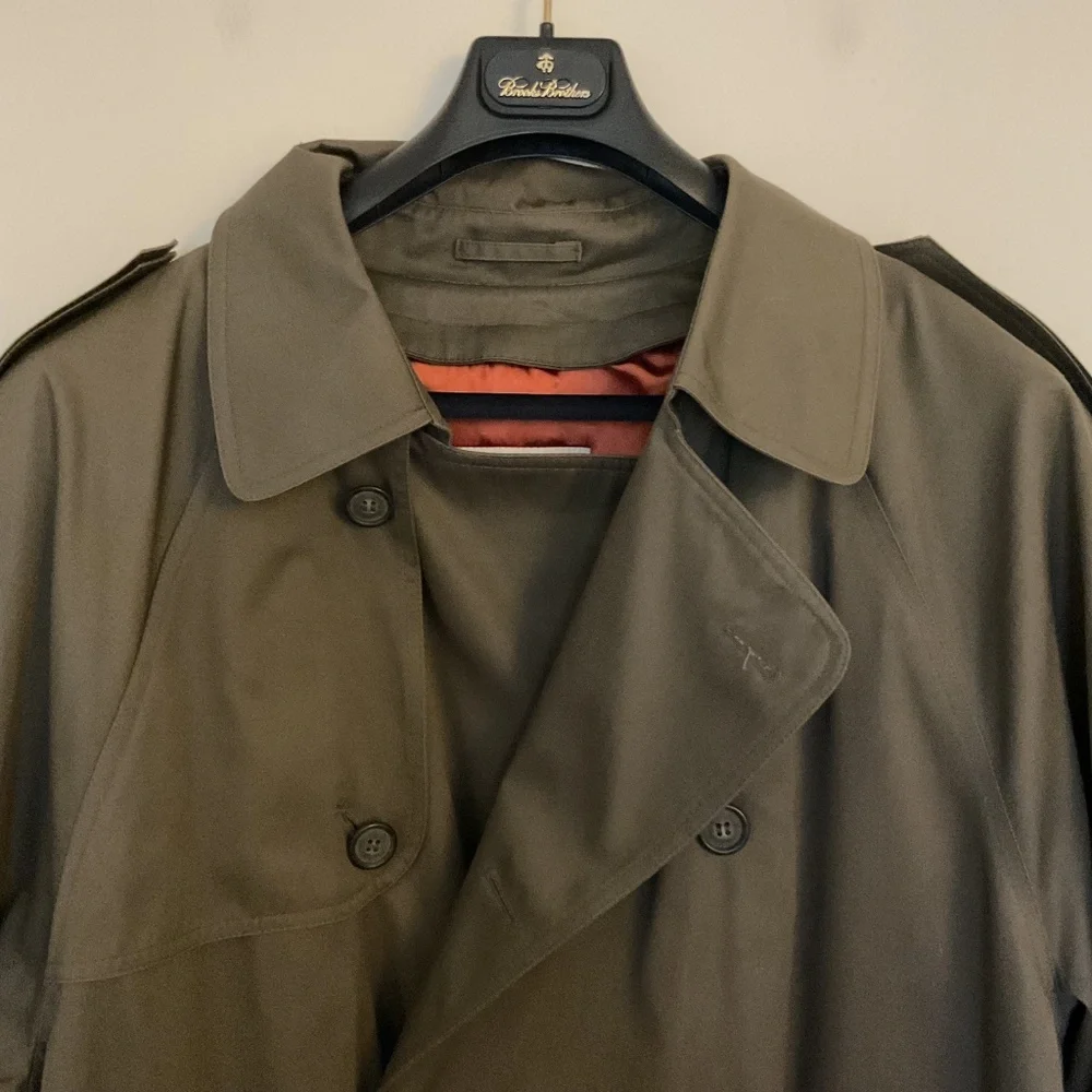 London Fog Olive Green Double-Breasted Trench Coat